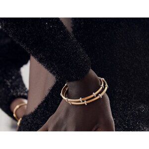 Baublebar Coil Wrap Bracelet  Strand Gold Plated Diamond Crystal Accent